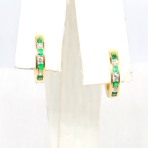 Emerald & Diamond earrings - Picture 1 of 7